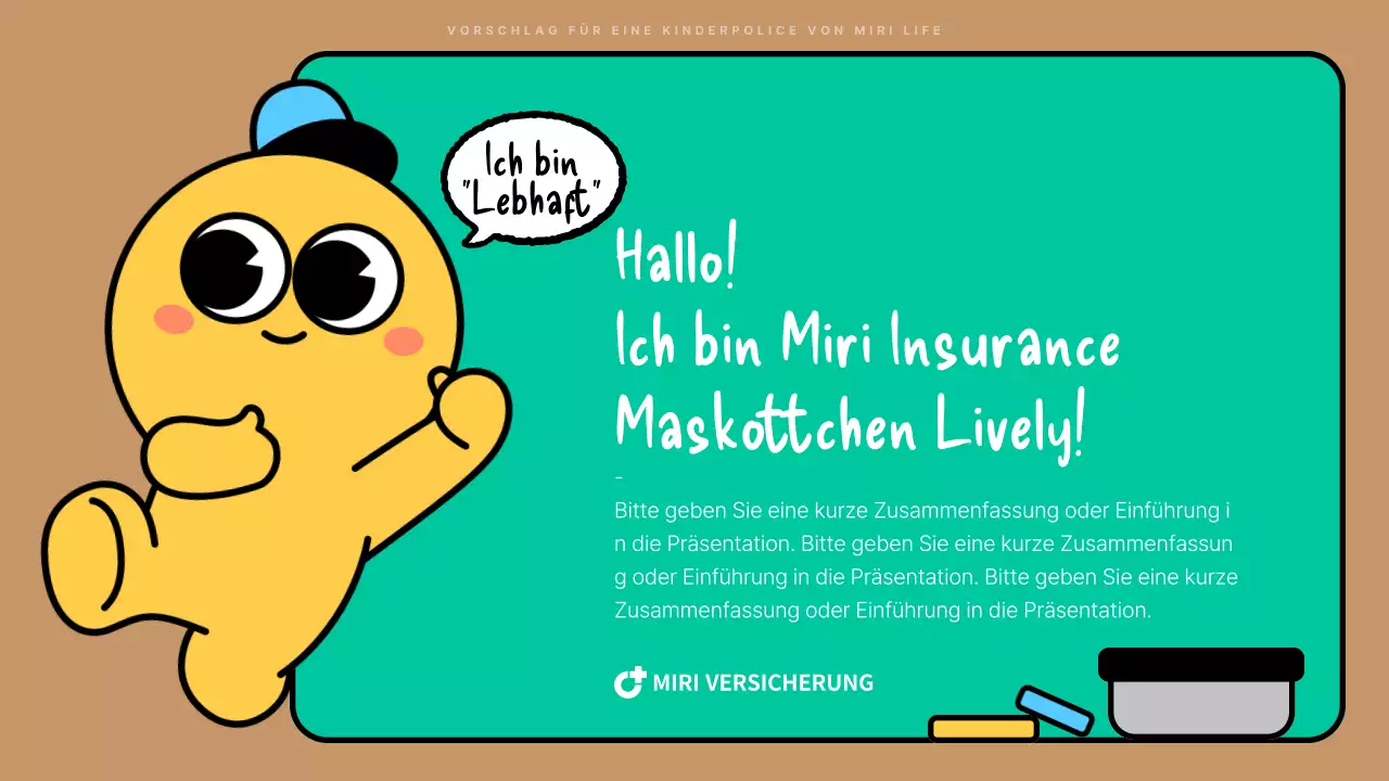 Türkis Niedlicher Charakter Kind Versicherung Vorschlag Präsentation