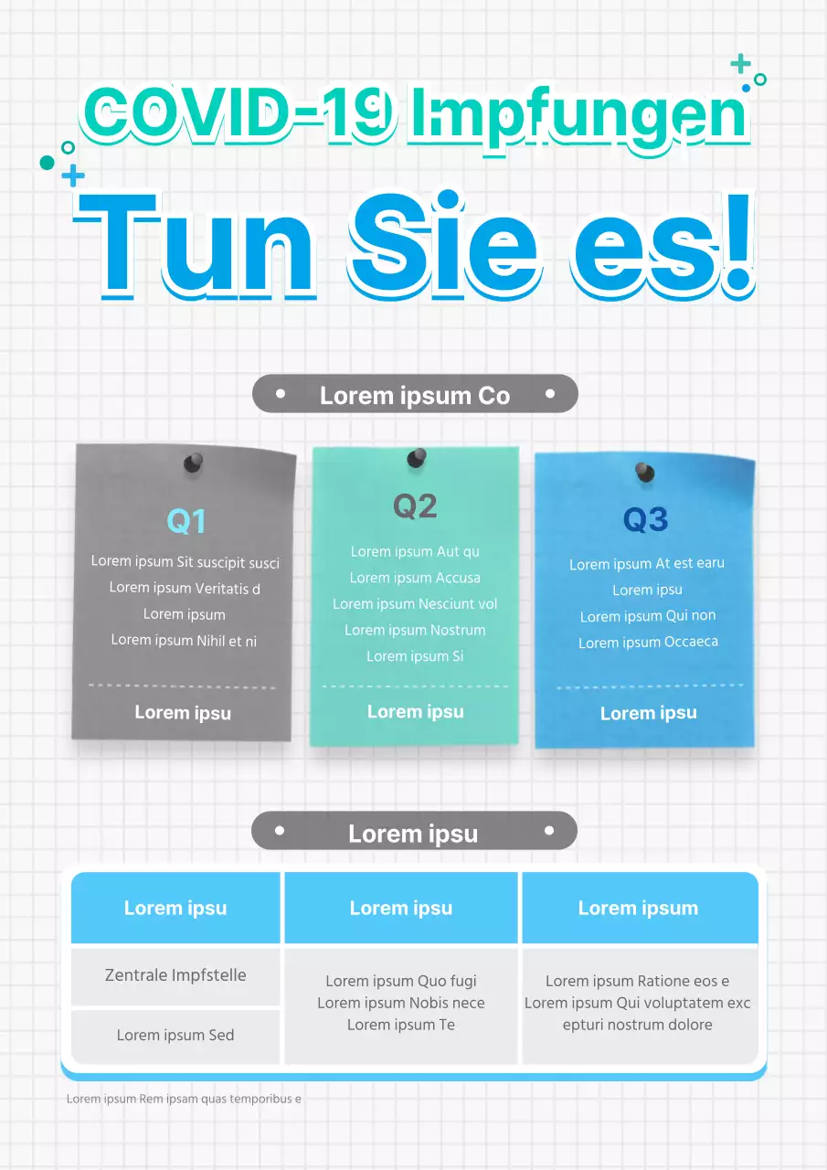 Impfung in mint und blau notepad Konzept