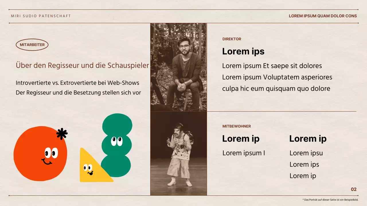 Der Vorschlag von Web-Talent Hyun Chan mit einem Papierhintergrund und bunten geometrischen Formen