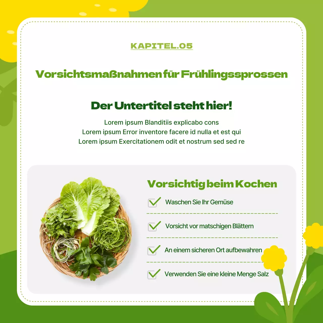 Leuchtende Frühlingsblumen in Chartreuse und Rosa