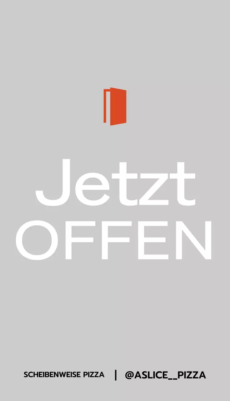 Werbung für eine Pizzeria mit einer einfachen Illustration mit roten Akzenten