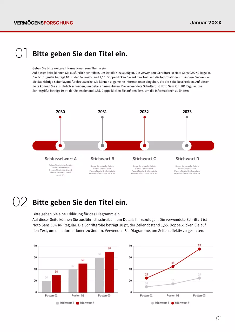 Einfacher fetter Forschungsbericht in Rot