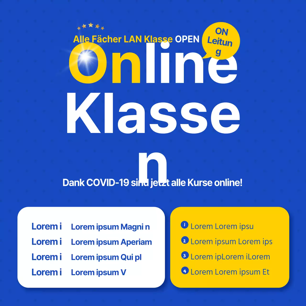 Eine saubere, blau-weiße Online-Ankündigung zur Einstellung von Auszubildenden