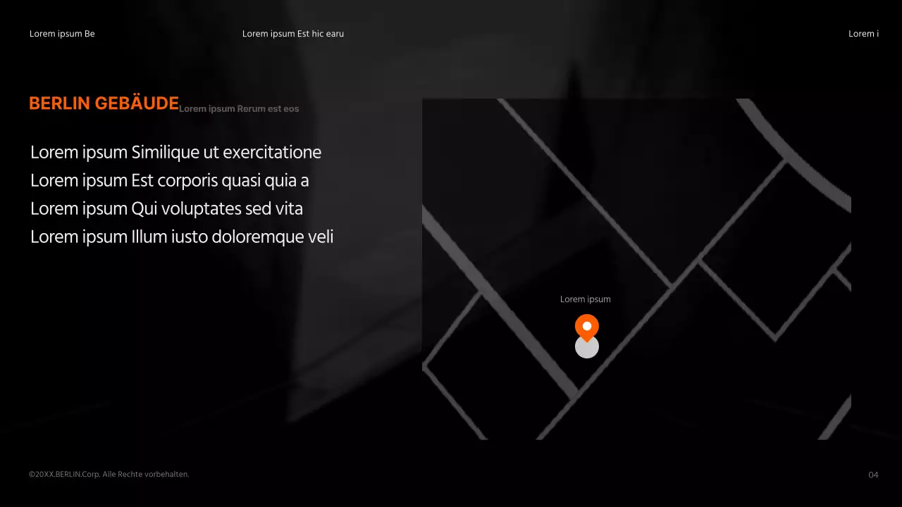 Eine saubere, schwarz-orangefarbene Produktanzeige für Gebäude