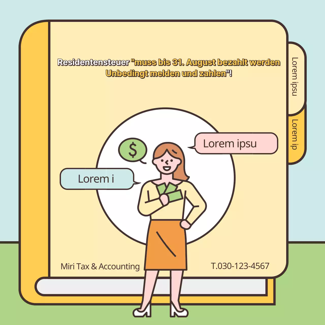 Niedliche Pastell-Illustrationen hervorheben Bezahlen Sie Ihre Steuererklärung für Gebietsansässige