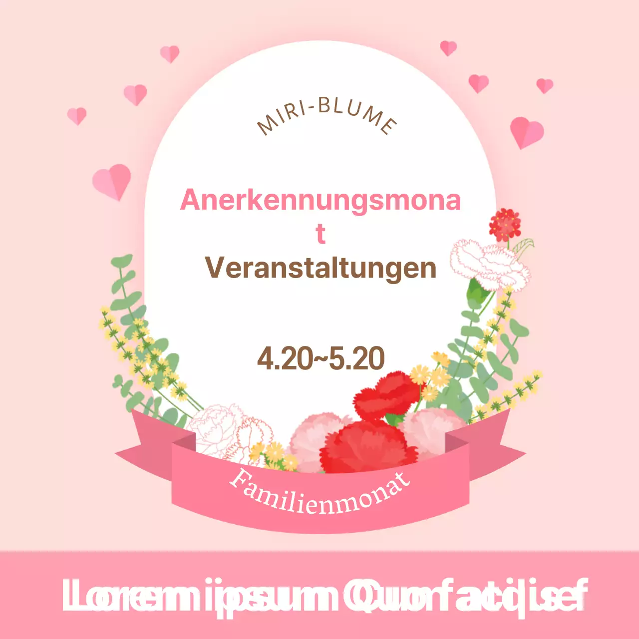 Ein leuchtend rosa Veranstaltungsbanner