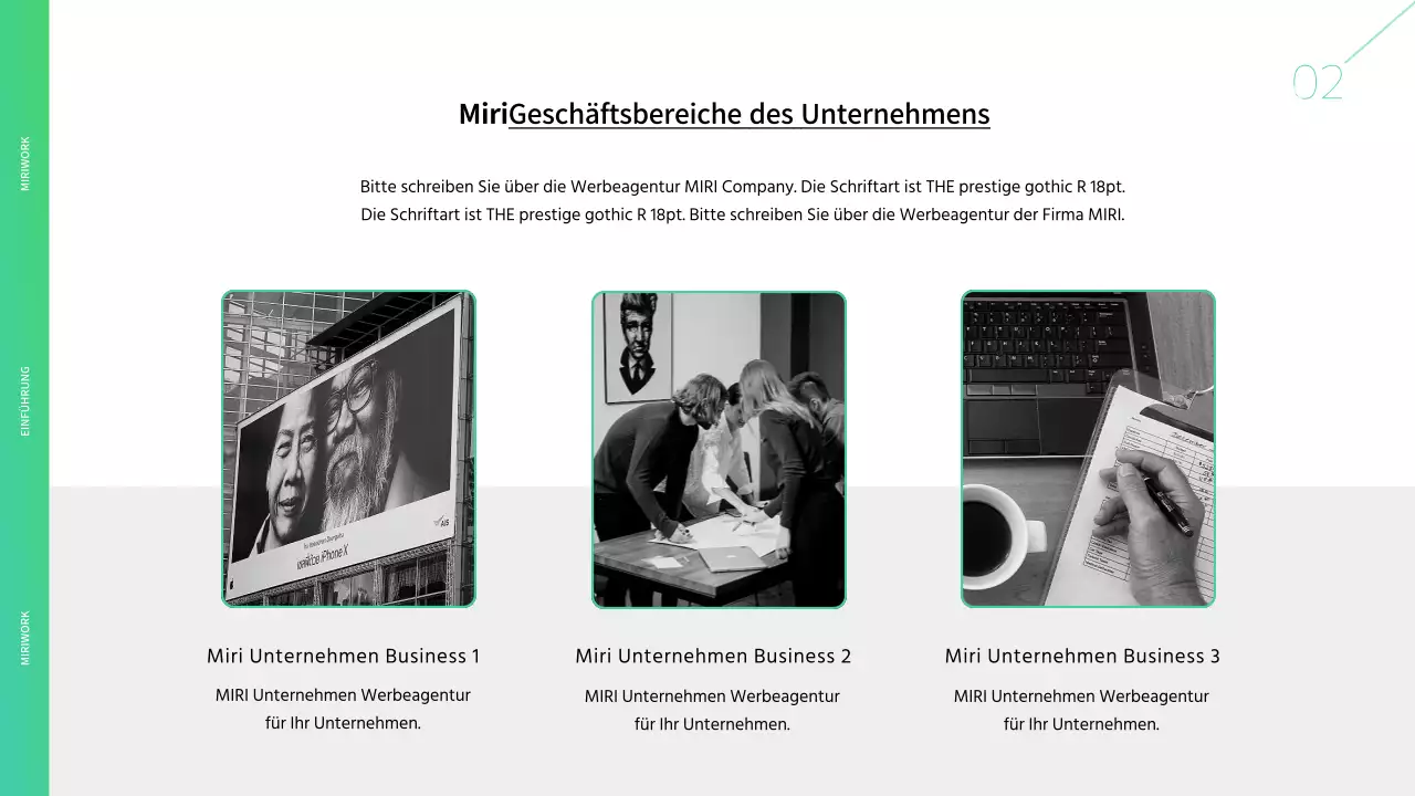 Grüner und weißer Briefkopf einer Werbeagentur