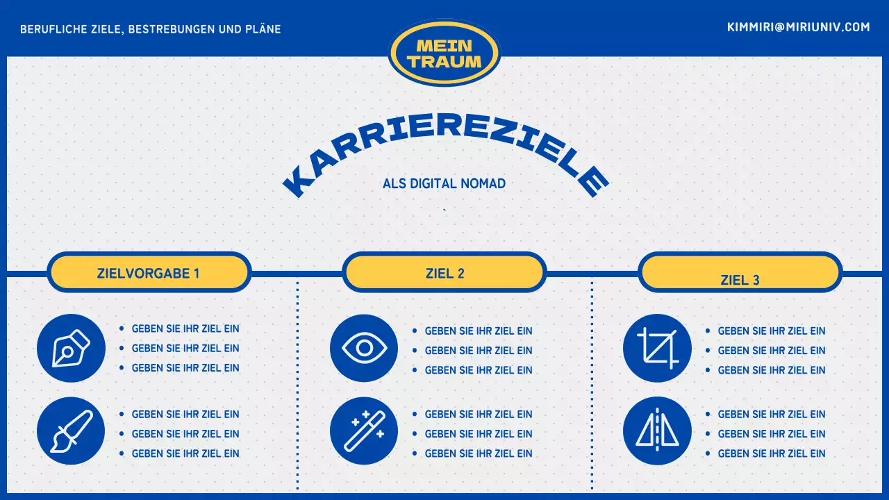 Blauer und gelber College-Laufbahnplan