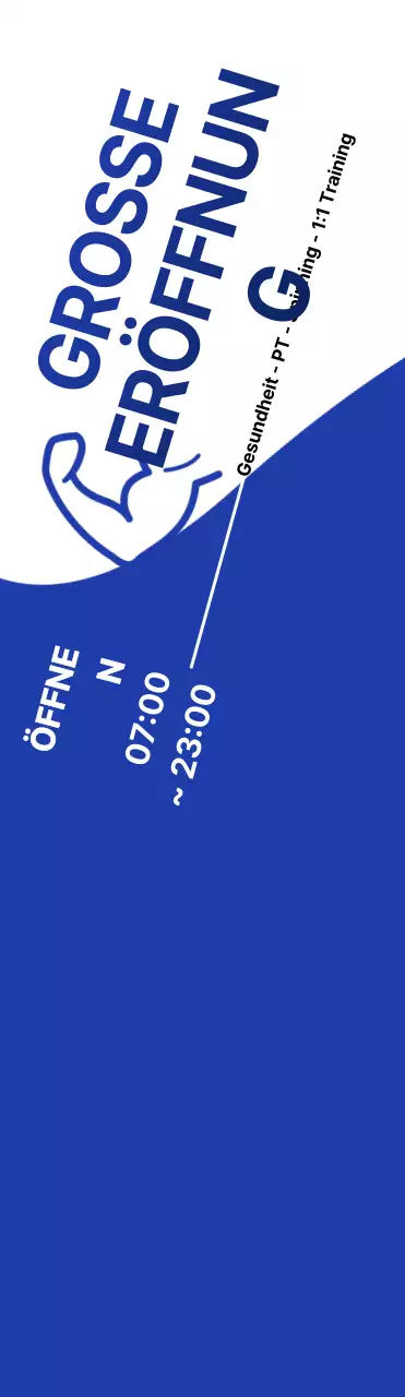 Werbung für die Fitness Open mit einem coolen blau-weißen Look