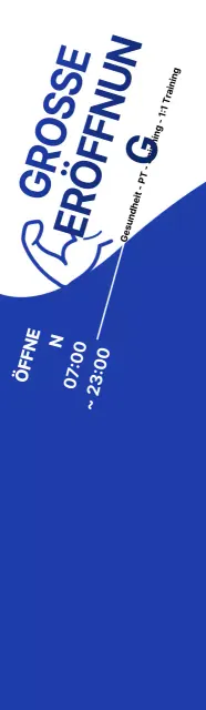 Werbung für die Fitness Open mit einem coolen blau-weißen Look