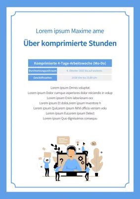 Eine klare, blau getönte Ankündigung von Kurzarbeit mit einer stilvollen Illustration