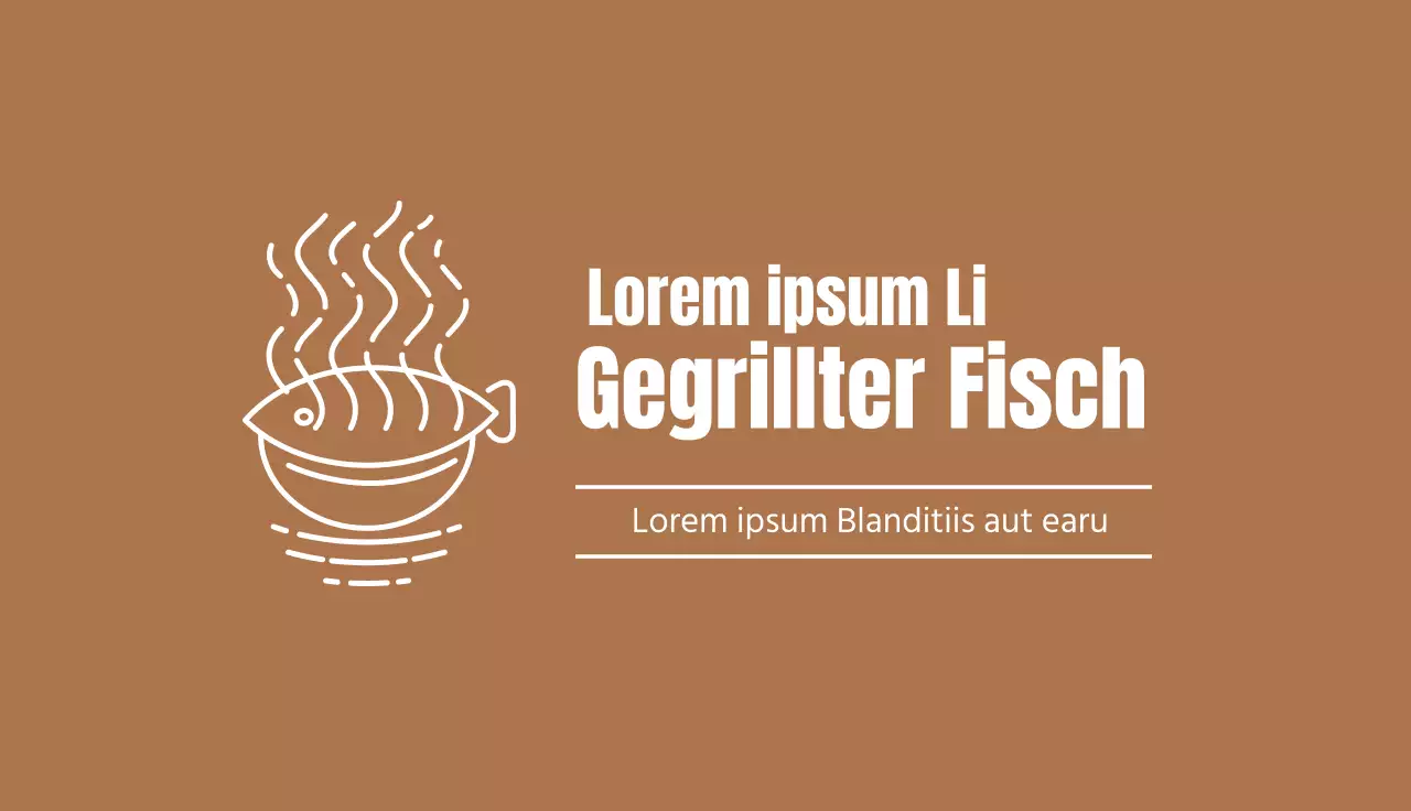 braune Illustration einfaches Restaurant gegrillter Fisch