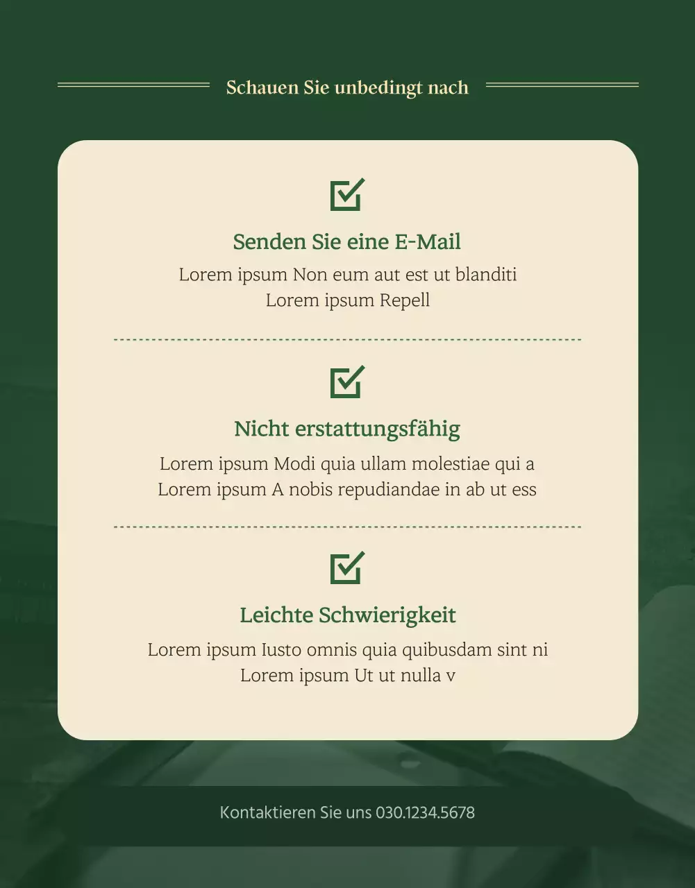Eine saubere, grüne E-Book-Promo-Seite