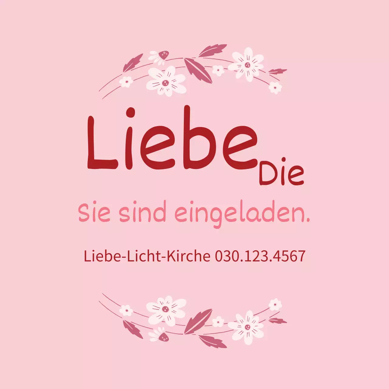 Rosa Kalligraphie Briefpapier Kirche