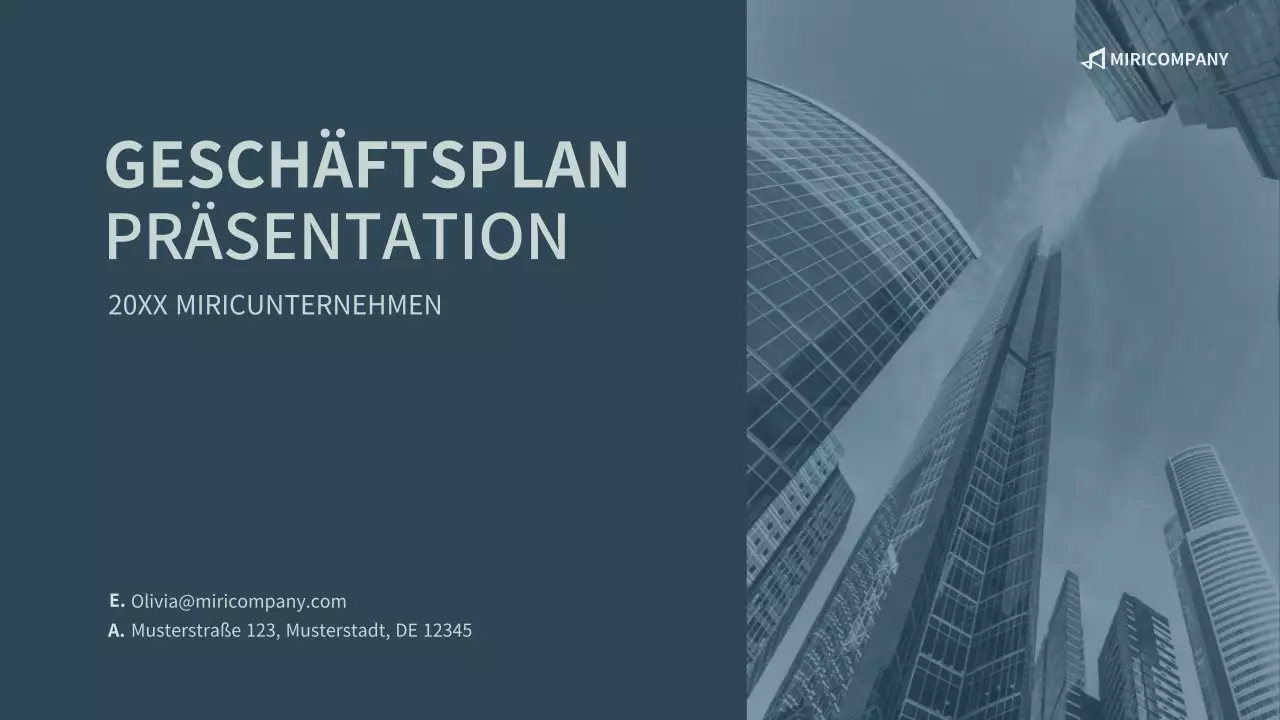 Präsentation des Geschäftsplans eines Unternehmens in navy