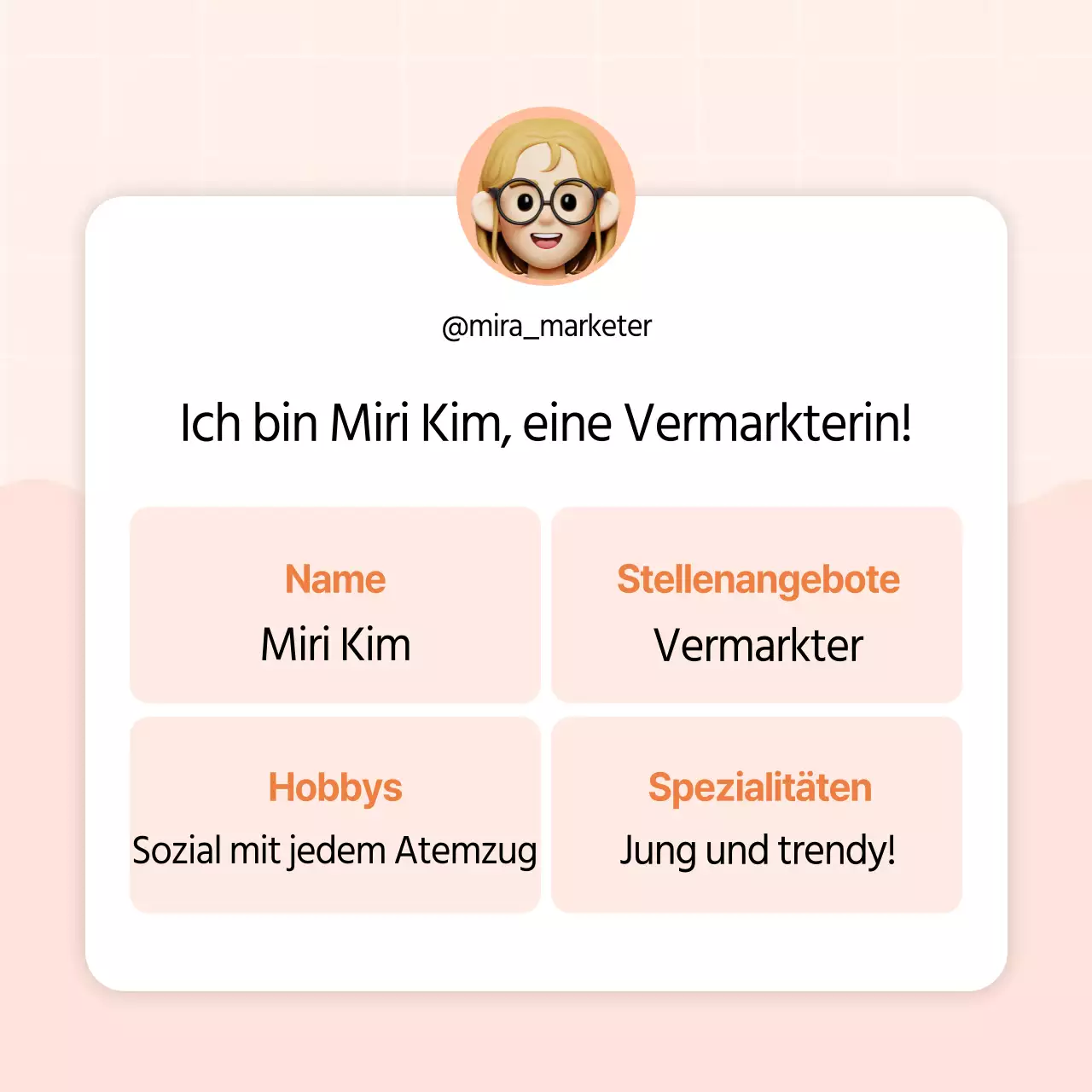 Kitschiges Profil in den sozialen Medien in Orange und Pink
