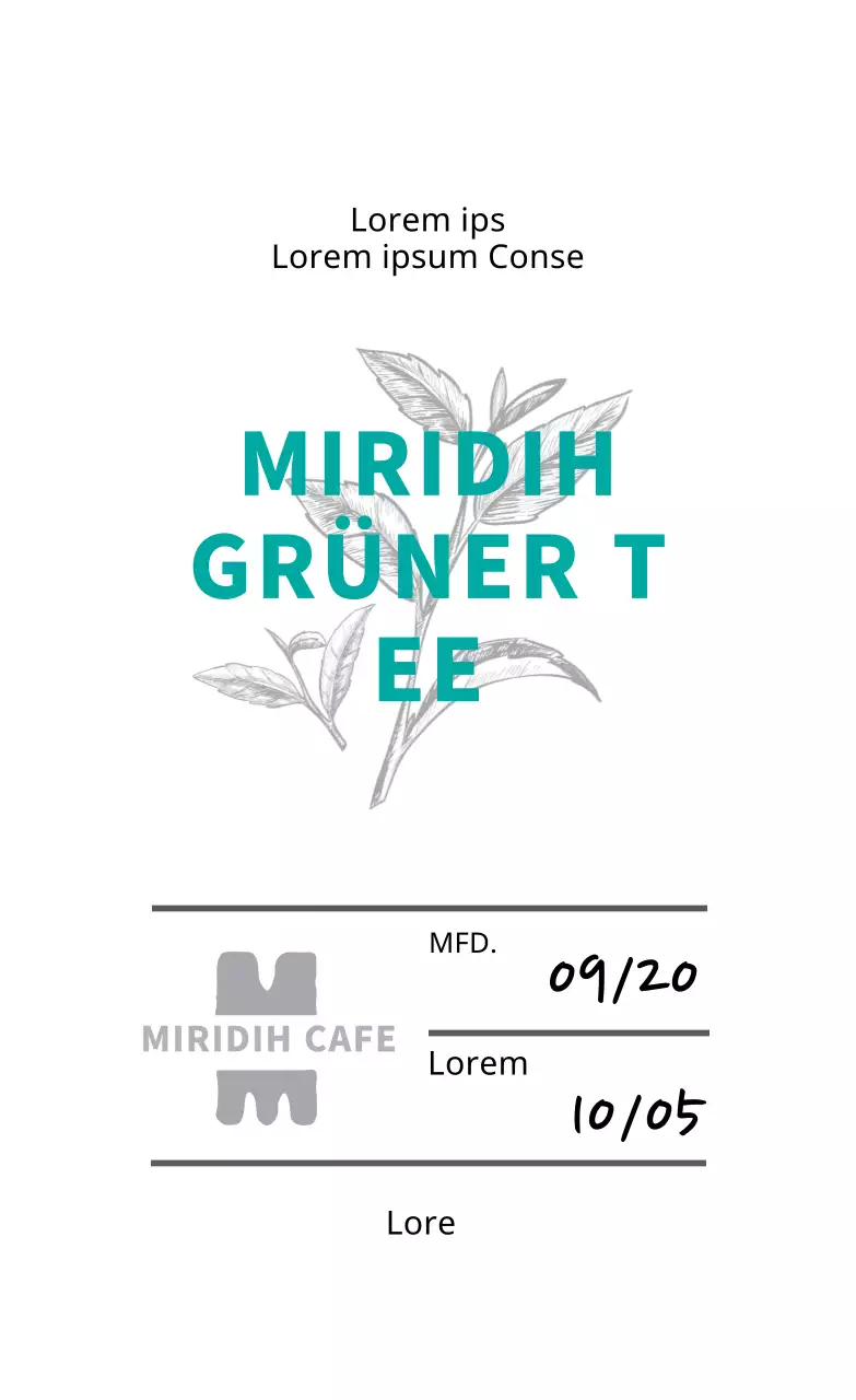 Blaue Illustration Neat Cafe Tea Grüner Tee Etikett