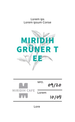 Blaue Illustration Neat Cafe Tea Grüner Tee Etikett