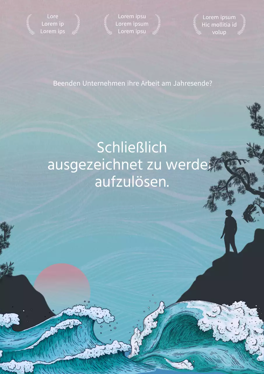 Hellblaues, pastellfarbenes Unternehmensposter zum Jahresende