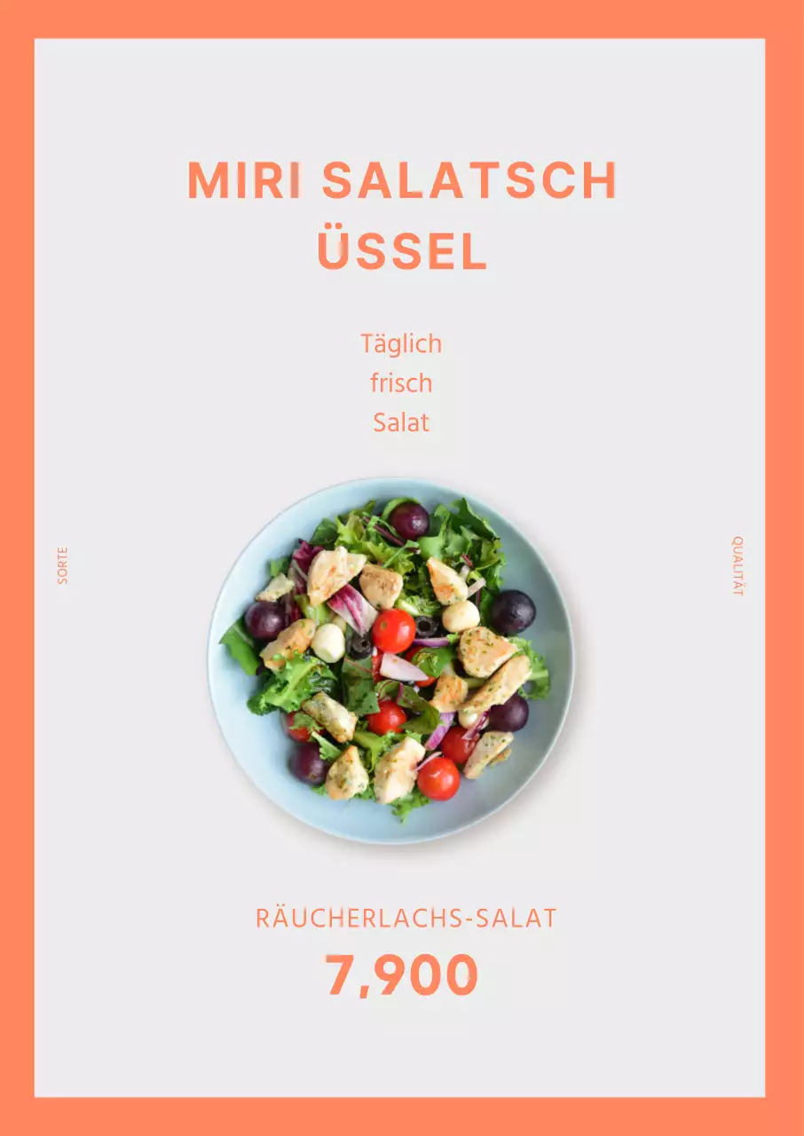 Orange Einfacher Salat Vertikales Poster