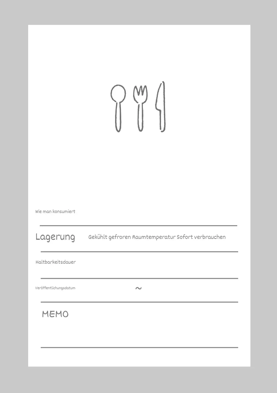 Einfaches Poster mit Notizen zur Lebensmittelaufbewahrung in Grau