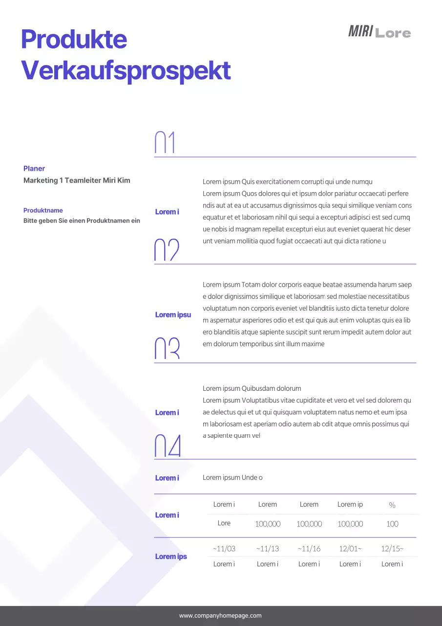 Eine saubere, blau-graue Produktinformation