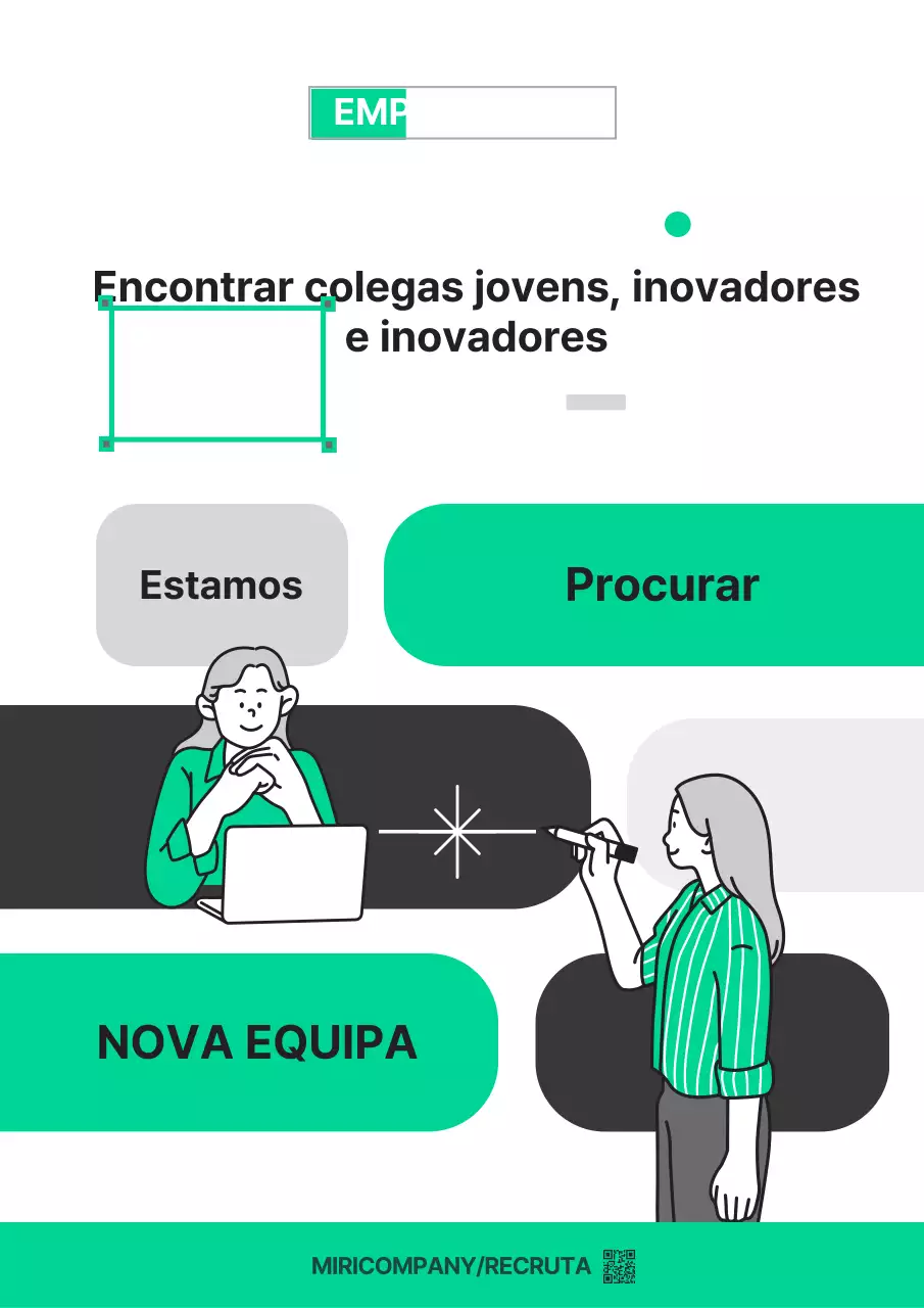 Promova os seus anúncios de emprego com um estilo de ilustração moderno em verde e cinzento