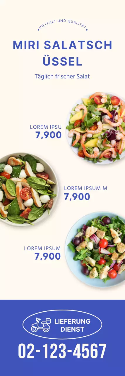 Blaues einfaches Salatbanner