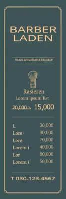 Einfaches Rahmenkonzept in Grün und Gelb Preise bei Barbershop