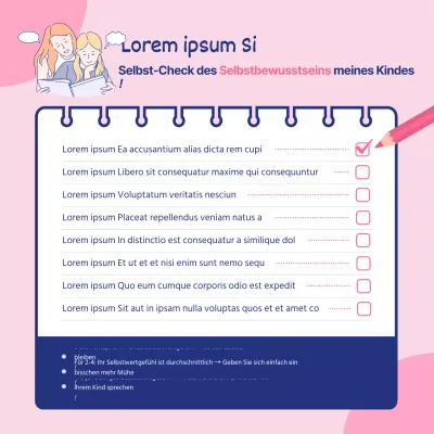 Checkliste für das Selbstwertgefühl von Kindern in rosa und marineblau