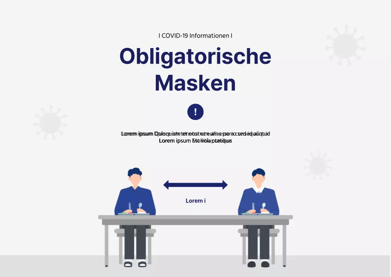 Plakat mit grauem Hintergrund für das obligatorische Tragen von Masken