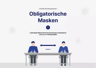 Plakat mit grauem Hintergrund für das obligatorische Tragen von Masken