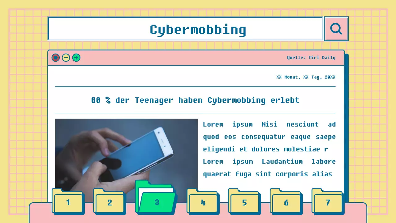 Präsentation der Leistungsbewertung des Konzepts des gelben und rosa Internetbrowsers