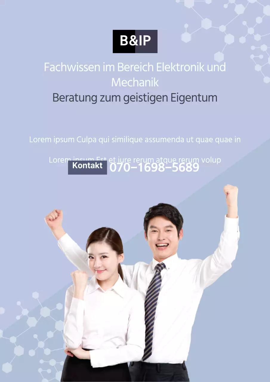 Werben Sie für Ihr Beratungsunternehmen mit einem lila, fröhlichen Foto Ihrer Mitarbeiter