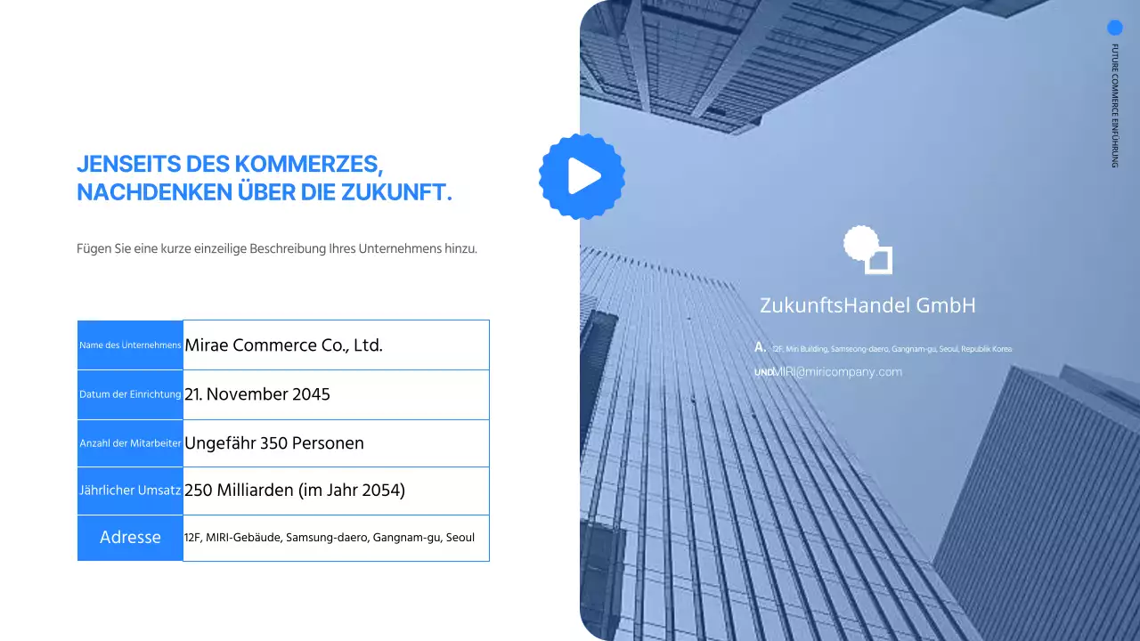 Einfache Online-Präsentation der Jobbörse in Blau und Weiß