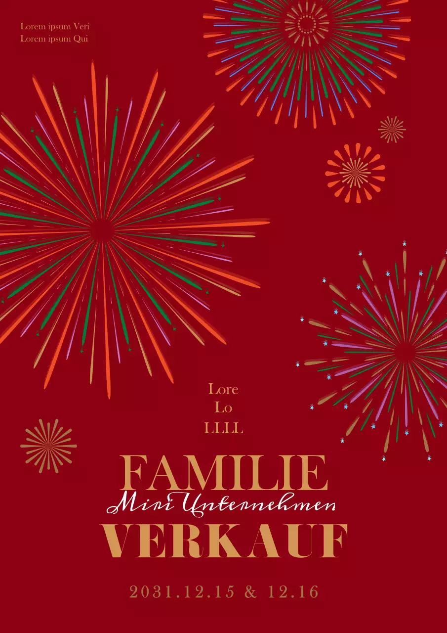 Einfache Urlaub Familie Verkaufsplakat mit Feuerwerkskörper Illustration auf rotem Hintergrund