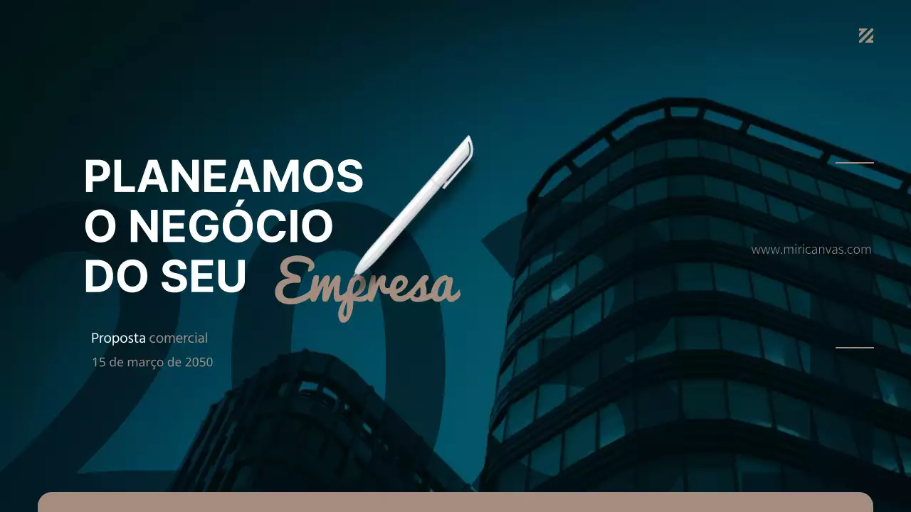 Proposta comercial simples em turquesa e castanho