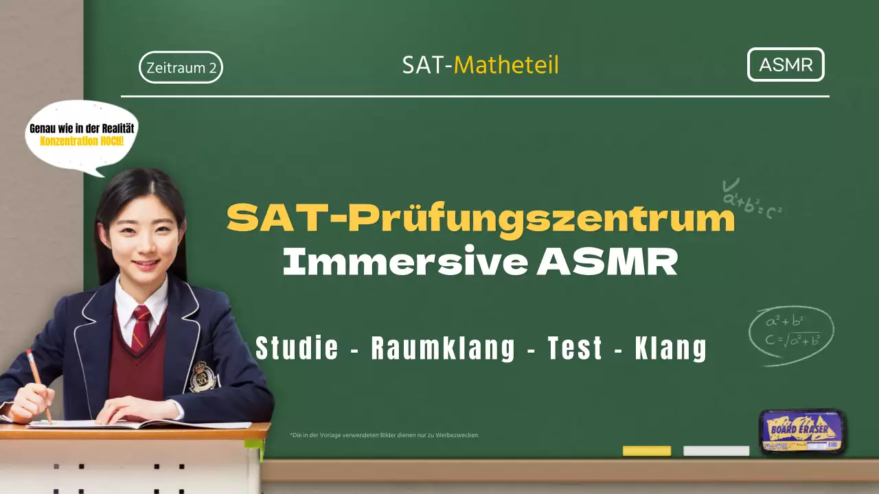 ASMR YouTube-Miniaturansicht des SAT-Prüfungszentrums in grün.