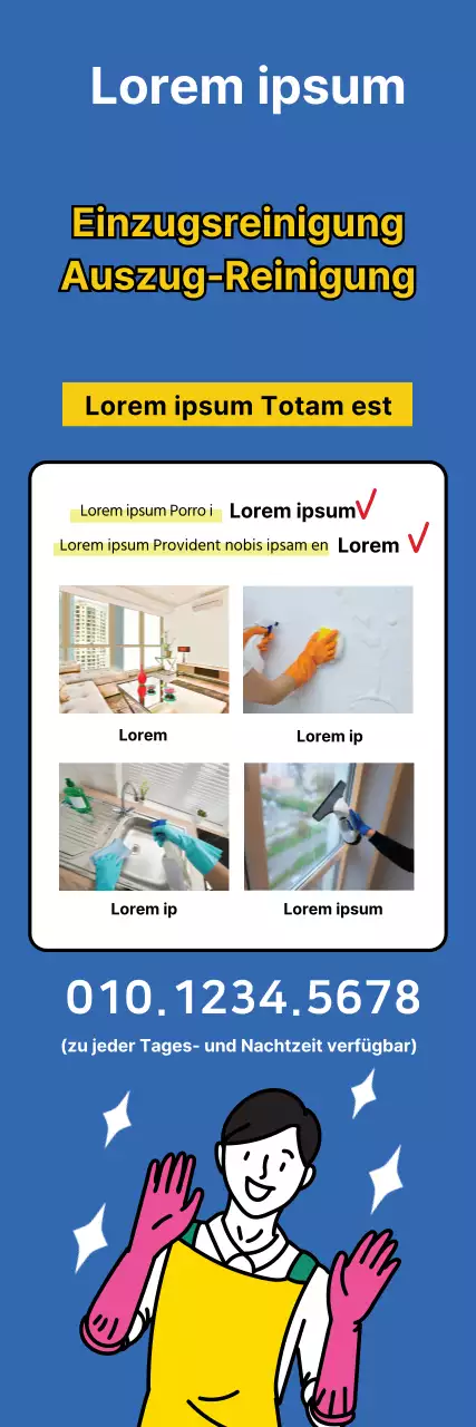 Gelb-blaue Illustration zur Förderung der Sauberkeit