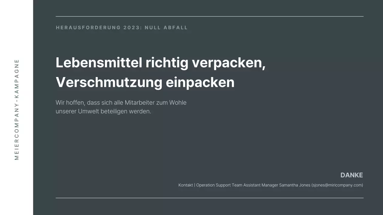Präsentation eines Pitches für eine interne Umweltkampagne in beruhigenden Grüntönen