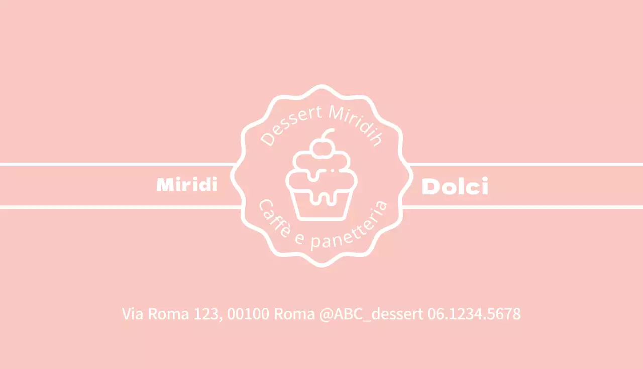 Biglietto da visita illustrato rosa beige per dessert