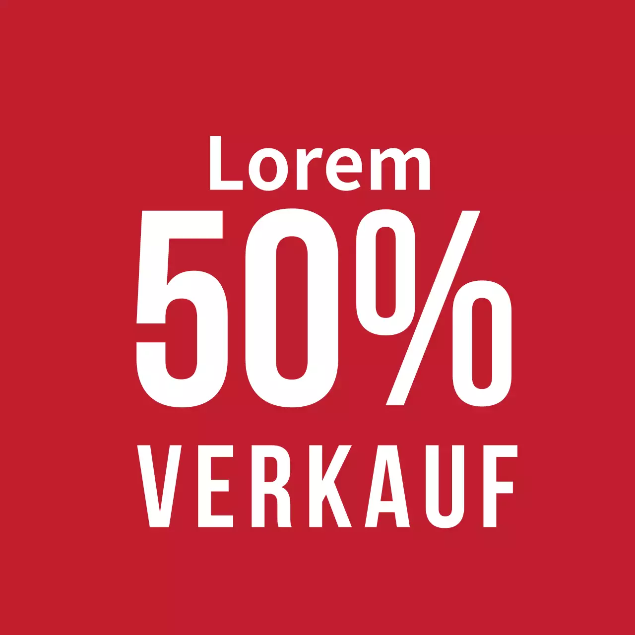 Ein auffälliges rotes 50% Rabatt-Etikett