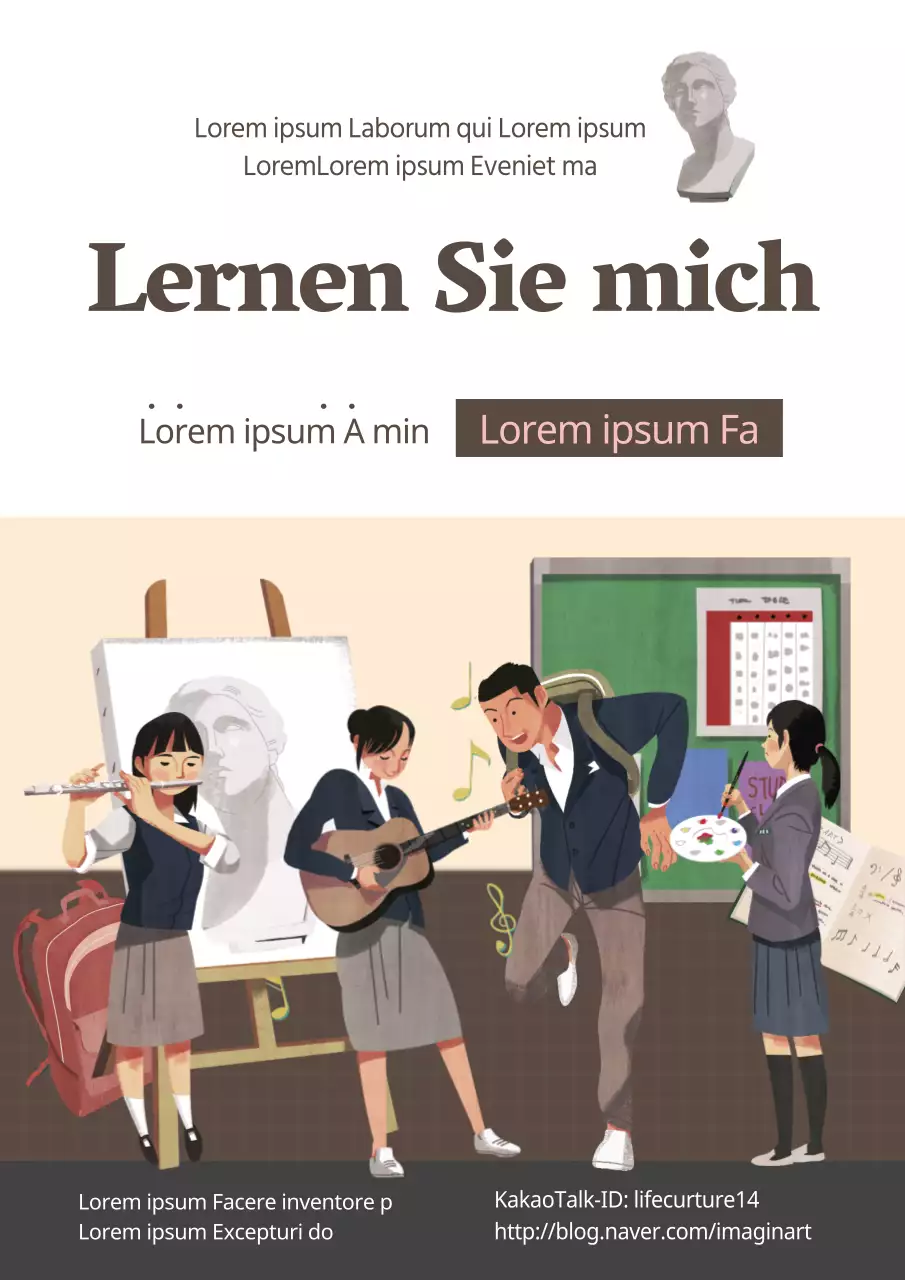 Förderung praktischer Aktivitäten mit braunen und rosafarbenen Illustrationen von Schülern, die ihren Hobbys nachgehen