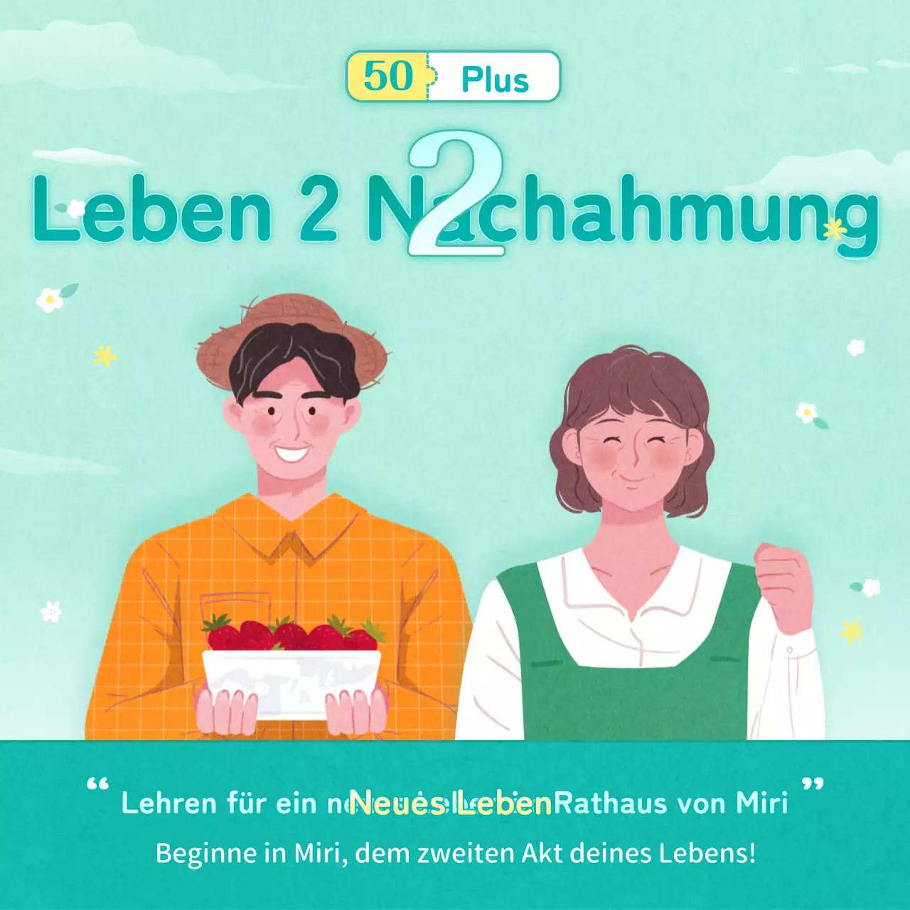 Ein mintfarbenes, sauber illustriertes 50+ Life Mock-up mit eigenem Stil