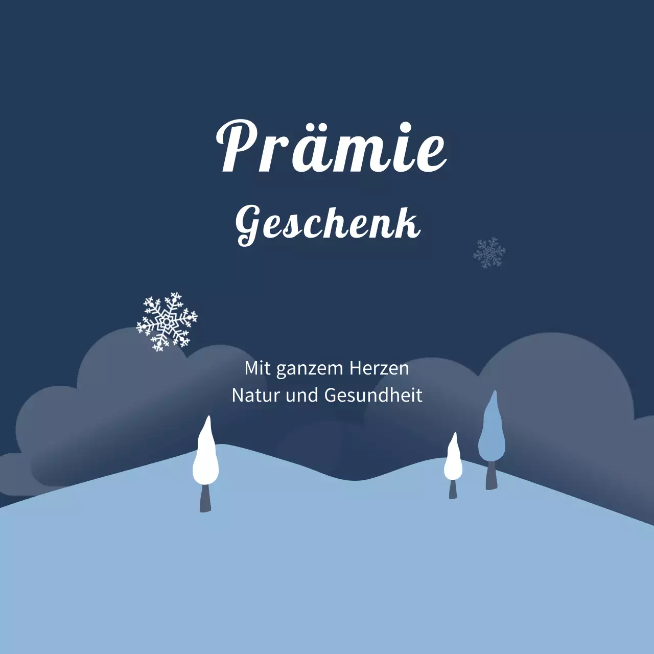 Winterliches Geschenketikett mit blauer Illustration