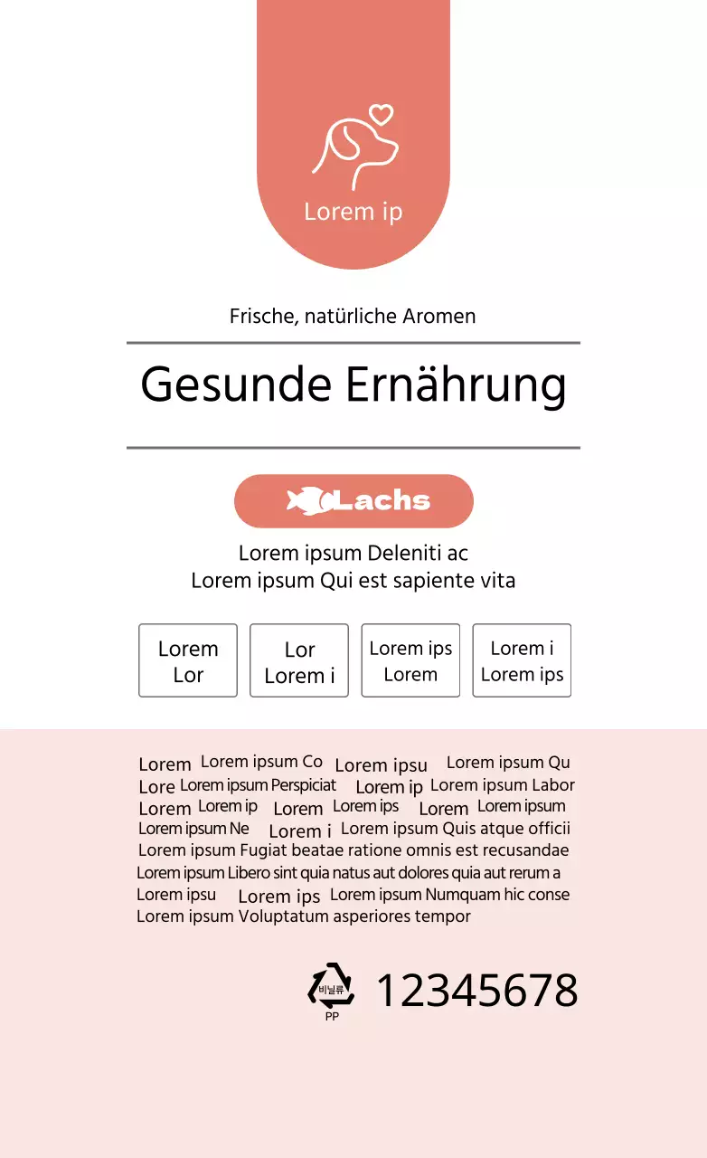 Rotes Textetikett für Tiernahrung