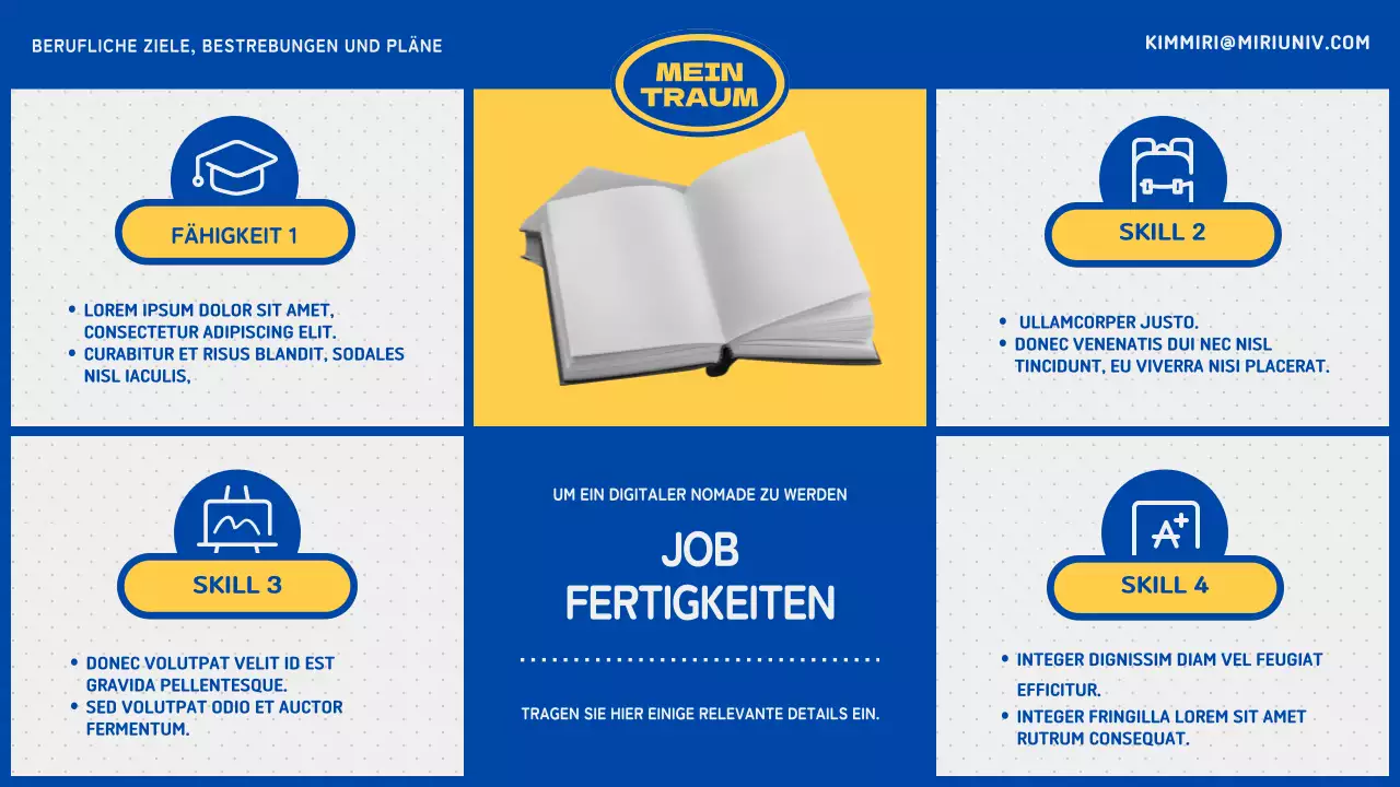 Blauer und gelber College-Laufbahnplan