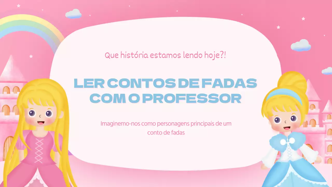 Uma bonita lição de representação de um conto de fadas de uma princesa cor-de-rosa