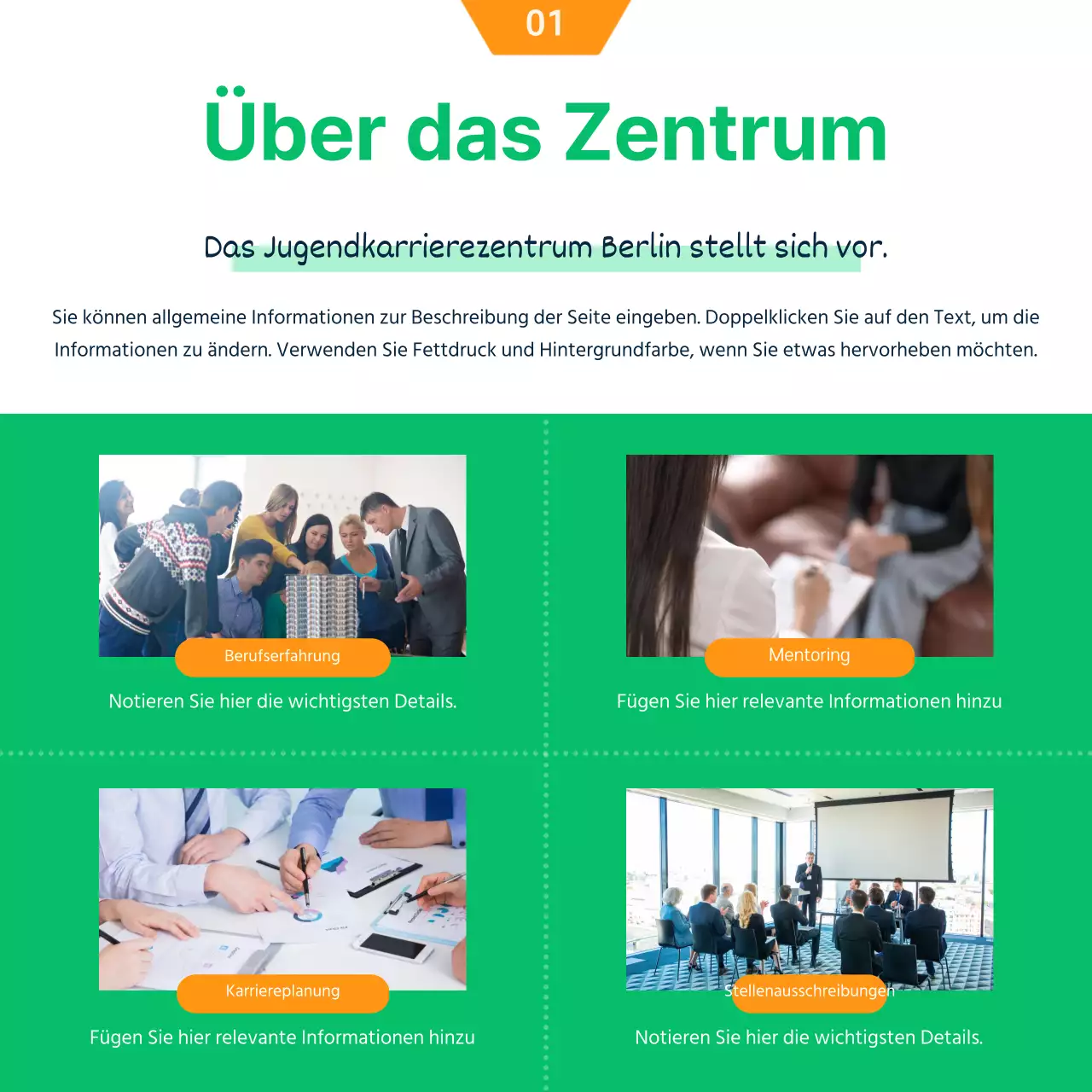 Grünes und orangefarbenes Illustrationskonzept Rekrutierung von Freiwilligen unter den Studenten