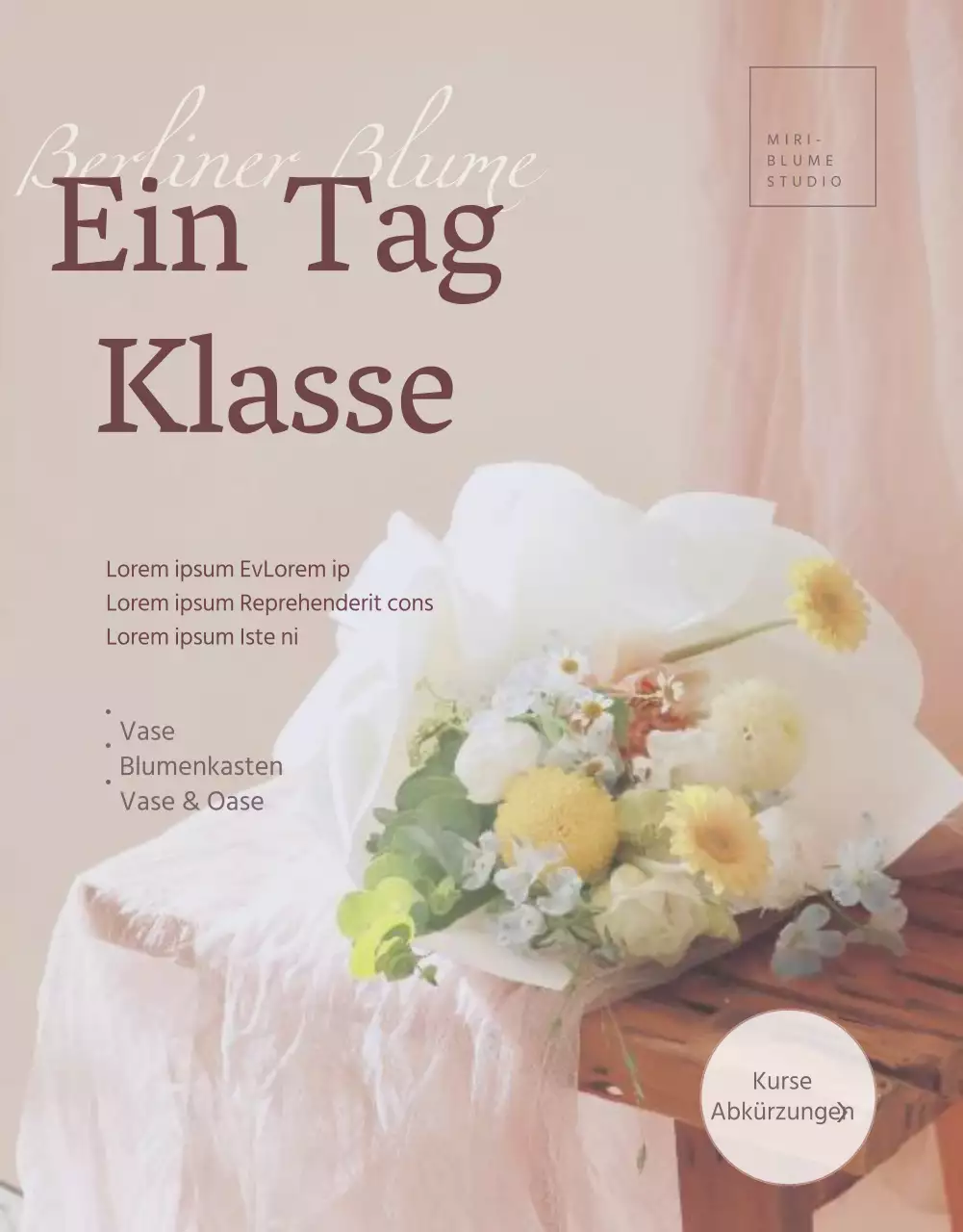 Ein Leitfaden für einen luxuriösen eintägigen Blumenkurs in Rosa.